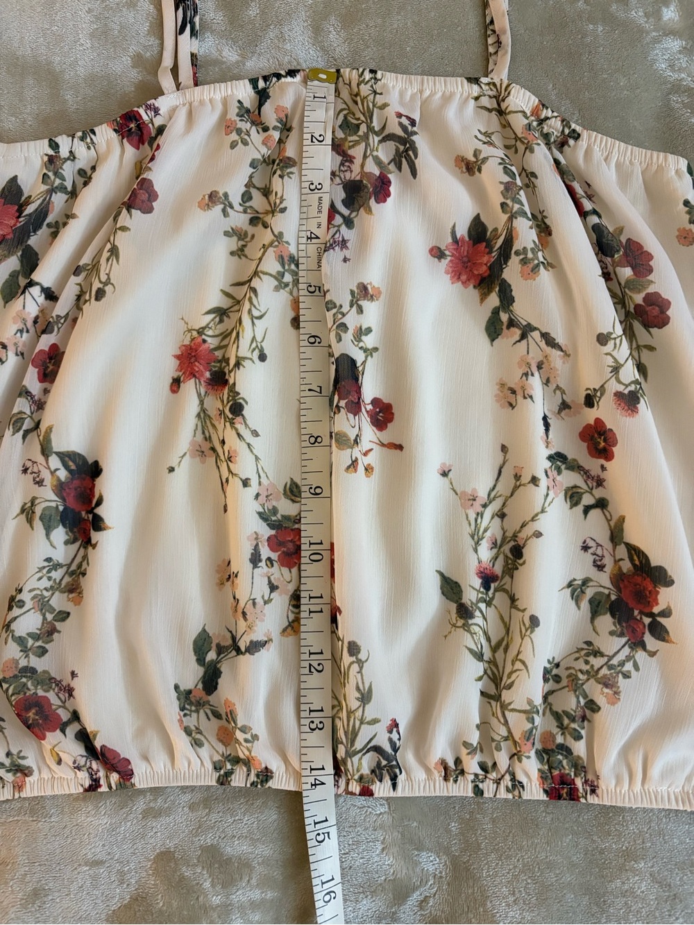 Willow & Root Cami Top Cream Floral Adjustable Straps Size Small - Picture 6 of 6